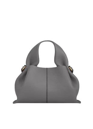 Mini borsa a mano in pelle martellata, manico con fibbia e chiusura metallica, tracolla rimovibile per uso quotidiano