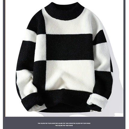 2023 New Style Turtleneck Sweater Men Pullovers Autumn Winter Soft Lightweight Warm Knitted Jumper Hombre Plaid Sweater