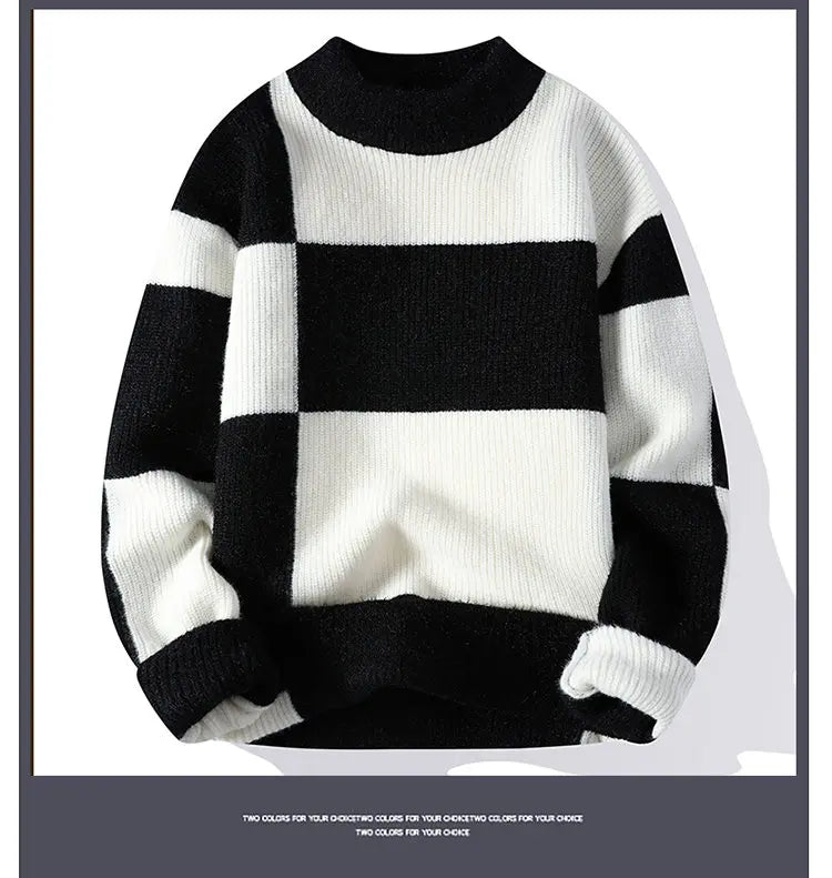 2023 New Style Turtleneck Sweater Men Pullovers Autumn Winter Soft Lightweight Warm Knitted Jumper Hombre Plaid Sweater