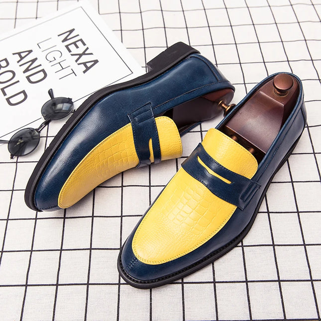 Moda Bianco Rosso Blu Mix Patchwork Scarpe casual per uomo Designer Penny Mocassini Abito da ballo formale per matrimonio Calzature per ritorno a casa