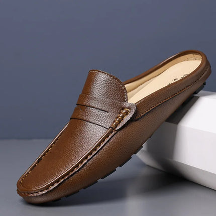 YRZL mocassini estate Slip on mezze scarpe per uomo pantofole in pelle PU Casual traspirante comodi mocassini mocassini scarpe Casual da uomo