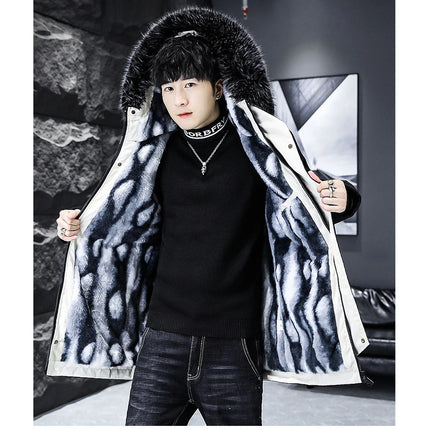 Winter Men's Long Down Jacket Fashion Male Thermal Parkas Coats Casual Men Classic Fur Collar Warm Padded Jackets Clothing 5XL