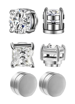 1/3 paia di orecchini magnetici per uomo e donna, magnete CZ nero, orecchino a clip non penetrante, orecchino a magnete rotondo senza piercing platinumshop