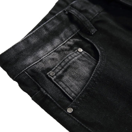 Casual Men's Light Blue Denim Jeans Ripped Straight Leg Slim Fit Non-Elastic Torn Casual Style Chinese Production PlatiNum