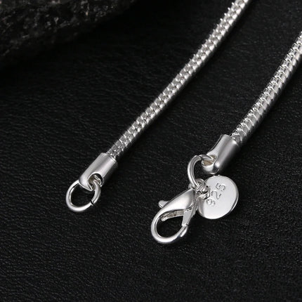 40-75cm 925 Sterling Silver 1MM/2MM/3MM solid Snake Chain Necklace For Men Women Fashion Jewelry for pendant PlatiNum