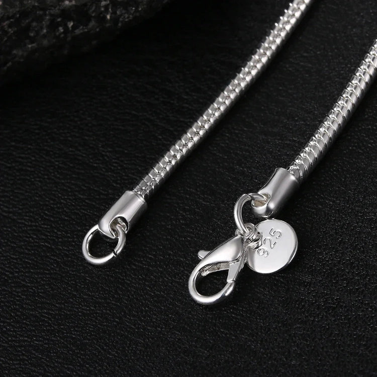 40-75cm 925 Sterling Silver 1MM/2MM/3MM solid Snake Chain Necklace For Men Women Fashion Jewelry for pendant PlatiNum