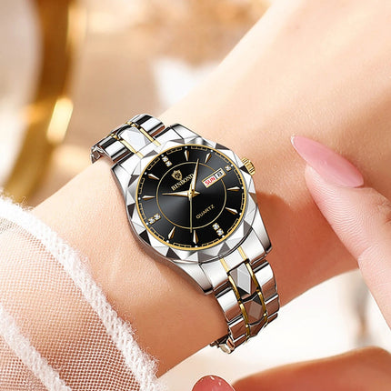 BINBONG Orologi da donna Orologio al quarzo da donna di moda di lusso Orologio da polso in acciaio inossidabile con data luminosa impermeabile Regalo per gli amanti della fidanzata platinumshop