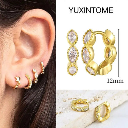 White Color Zircon Hoop Earrings 925 Sterling Silver Needle Cross/Star/Flower/Water Drop Pendant Gold Earrings Luxury Jewelry PlatiNum