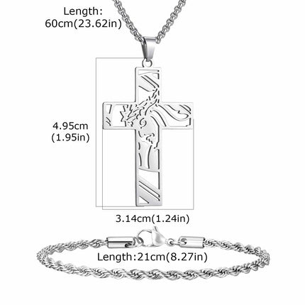 Vnox Set di 2 Pezzi Collana con Ciondolo e Bracciale da Uomo, Set di Gioielli in Acciaio Inossidabile Colore Nero Oro Argento, Regali di Gioielleria alla Moda platinumshop