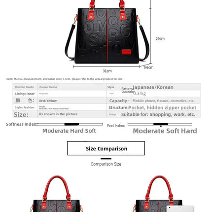 Ladies Large Capacity Leather Shoulder Bag 2025 New Style Urban Simple Tote Bag Women's Single Shoulder Bag Daily Match PlatiNum