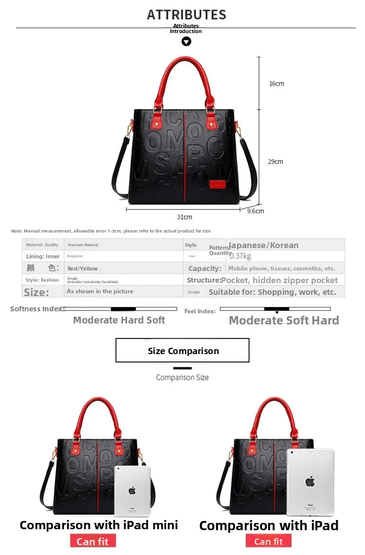 Ladies Large Capacity Leather Shoulder Bag 2025 New Style Urban Simple Tote Bag Women's Single Shoulder Bag Daily Match PlatiNum