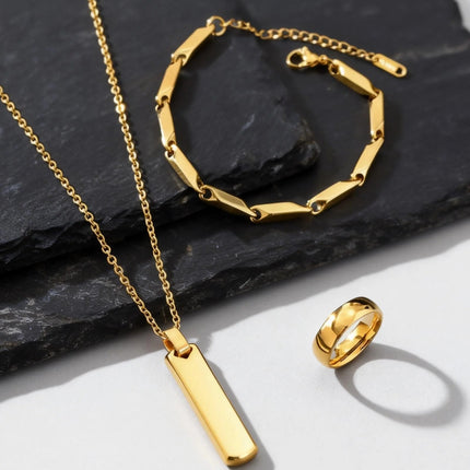 Set di 3 Collane con Barra Verticale per Uomo, Collana con Ciondolo in Acciaio Inossidabile Stile Hip Hop, Set di Gioielli alla Moda Regalo per Lui platinumshop