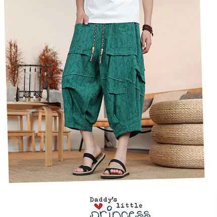 Pantaloncini Estivi da Uomo Taglie Forti in Cotone Comodi Stile Cinese Vintage Moda Casual Sportivi a Lanterna Taglie Grandi fino alla 8XL