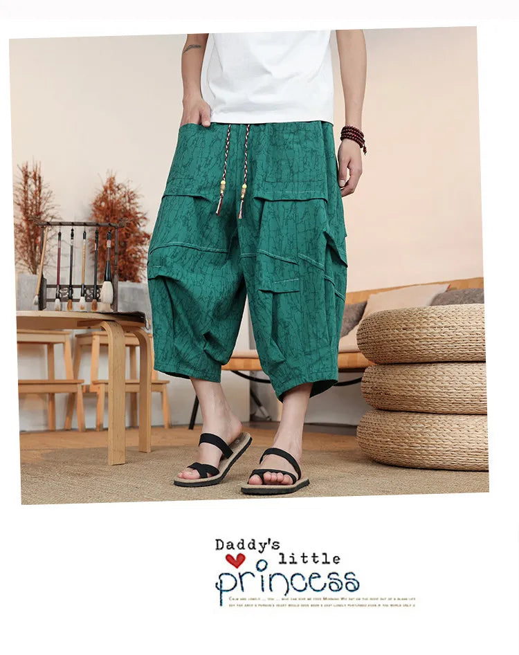 Pantaloncini Estivi da Uomo Taglie Forti in Cotone Comodi Stile Cinese Vintage Moda Casual Sportivi a Lanterna Taglie Grandi fino alla 8XL