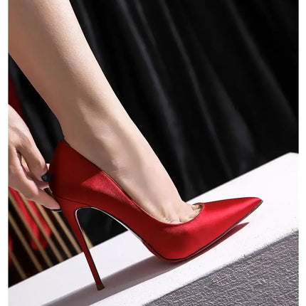 Tacchi Alti da Donna 2026 Nuova Tendenza Scarpe con Tacco a Spillo a Punta in Seta 12cm Sexy per Feste Matrimoni Scarpe di Lusso di Alta Qualità Firmate platinumshop