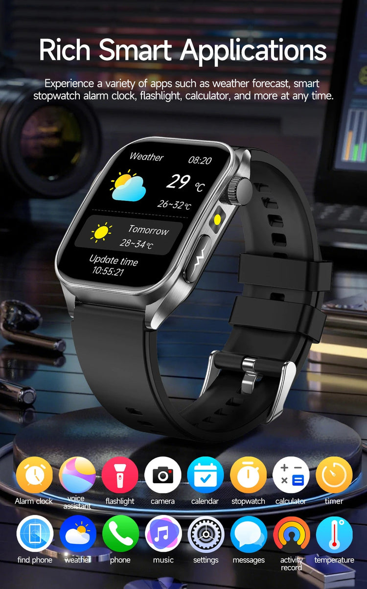 2026 Nuovo 650nm Terapia Laser Grassi nel sangue Acido urico Pressione sanguigna Smart Watch ECG + PPG Preciso Monitor di salute Smartwatch per gli uomini platinumshop