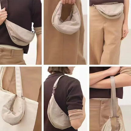 Simple Design Women's Messenger Bag Fashion Ladies Nylon Hobos Small Shoulder Bags Vintage Female Girls Purse Cloth Handbags PlatiNum