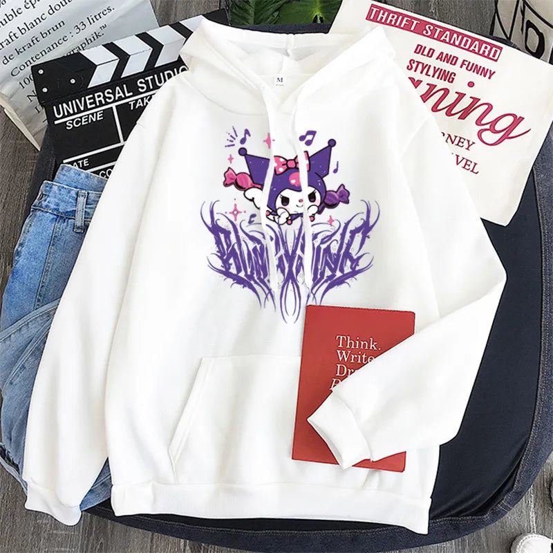 Japanese Anime Sanrio Kuromi Cute Women's Hoodie Student Y2K Sweatshirt Spring and Autumn Outdoor Sports and Leisure Pullover