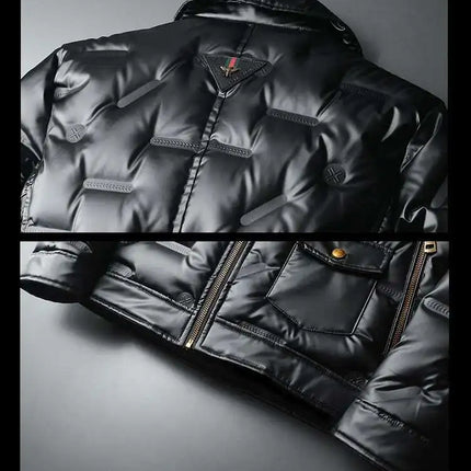 2022 Motorcycle Zipper Duck Down Jacket Men High Quality 90% White Duck Down Coat Lapel Vintage Black Down Jacket Men Clothing