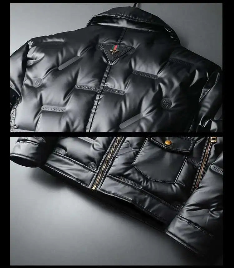 2022 Motorcycle Zipper Duck Down Jacket Men High Quality 90% White Duck Down Coat Lapel Vintage Black Down Jacket Men Clothing