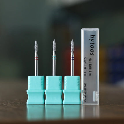 HYTOOS Small Flame Diamond Cut Pro Nail Drill Bits Chrome Russian Cuticle Bit for Nail Drill Dead Skin Cleaner Nail Prep Tool