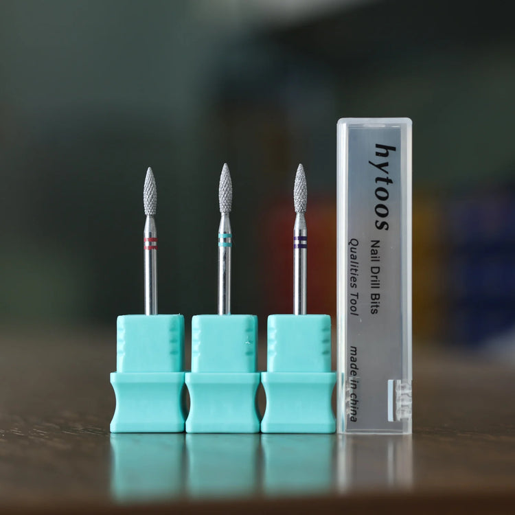 HYTOOS Small Flame Diamond Cut Pro Nail Drill Bits Chrome Russian Cuticle Bit for Nail Drill Dead Skin Cleaner Nail Prep Tool