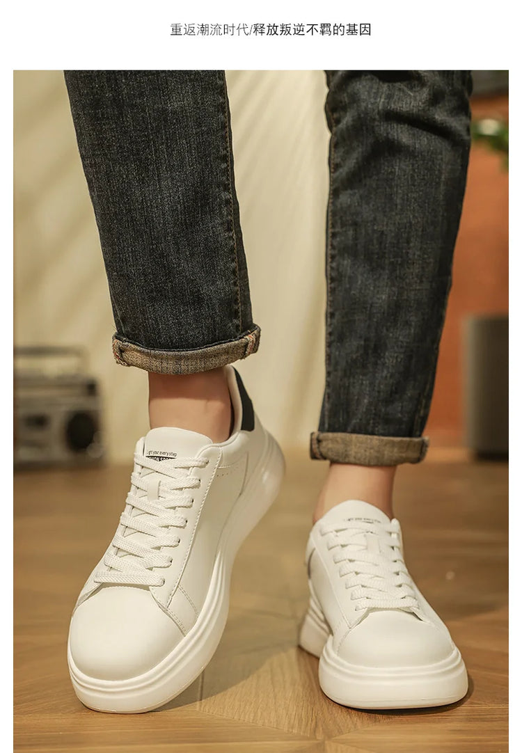 Leather Men Shoes Sneakers Trend Casual Shoe Breathable Leisure Male Sneakers Non-slip Footwear Men Vulcanized Shoes2026