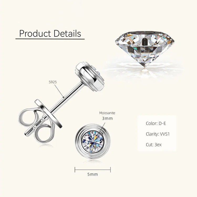IOGOU D0.10CT Moissanite Diamond Round Stud Earrings 925 Sterling Silver Original Fine Jewelry for Women Girls Anniversary Gifts PlatiNum