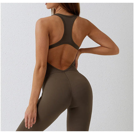 Jumpsuit Gym Set Romper Backless Fitness Bodysuit Siamese Sportswear Women Jumpsuit Buttery-Soft One-piece Playsuit Yoga Suit PlatiNum