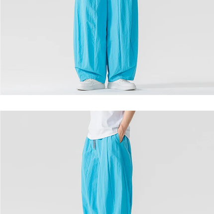 Pantaloni Uomo Nuova Estate Pantaloni larghi leggeri e sottili in vita elastica Sport all'aria aperta maschili Pantaloni larghi casual oversize da uomo Streetwear