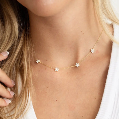 Moda colorata cubic zirconia 5 pezzi collana di fiori per le donne girocollo catena clavicola regali di gioielli da sposa