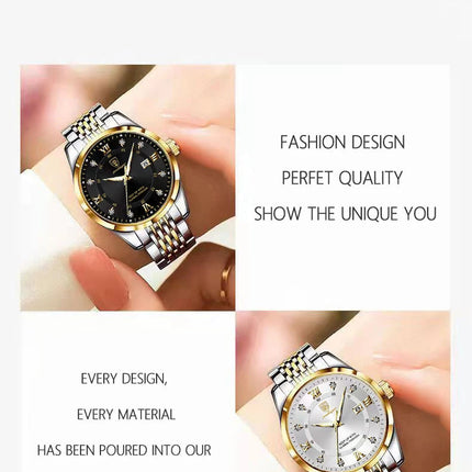 POEDAGAR Orologio da donna di lusso Orologio da donna impermeabile in acciaio inossidabile con data luminosa Orologi al quarzo da donna semplici e casual alla moda platinumshop