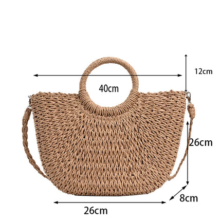 Borse in paglia intrecciata per donna Borsa da viaggio fatta a mano al mare Borsa da spiaggia estiva Nuova borsa a secchiello con manico Shopping Tote Bag Basket Bolsa