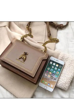 CGCBAG Luxury Brand Women Handbag 2024 New Retro Bee Female Shoulder Bag Simple High Quality Leather Designer Crossbody Bags PlatiNum