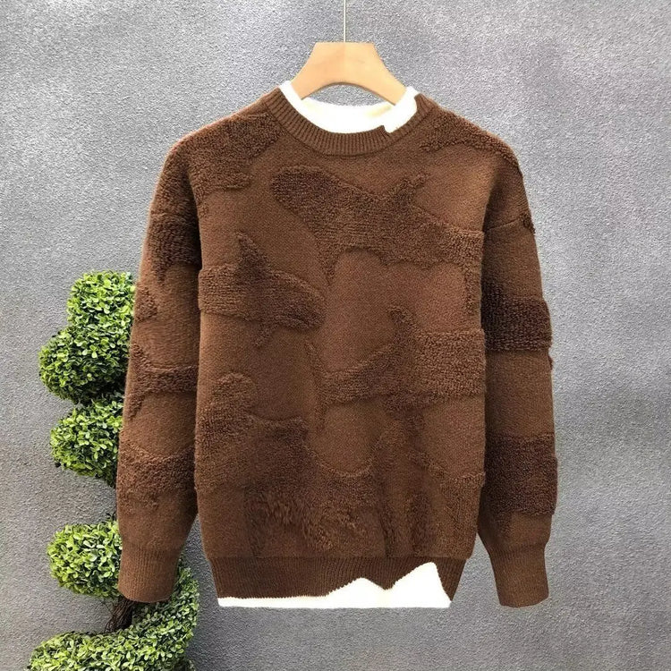 Autumn Winter New Fashion Round Neck Long Sleeve Solid Sweaters Men's Clothing Casual All-match Warm Simplicity Knitting Tops