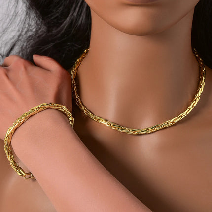 Set di bracciali con collana a catena intrecciata in rame minimalista per donna e uomo, gioielli semplici a strati, pronti, ipoallergenici platinumshop
