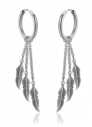 Long Hanging Crosses Leaves Pendants Hoops Woman Earrings Man Vintage Stainless steel Hip Hop Ear Piercing Jewelry Accessories PlatiNum
