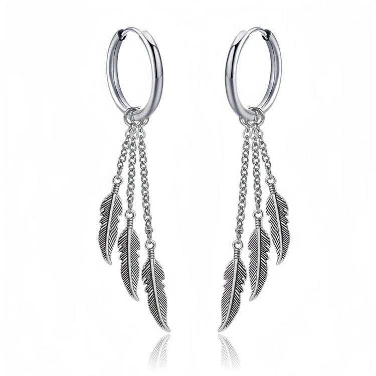 Long Hanging Crosses Leaves Pendants Hoops Woman Earrings Man Vintage Stainless steel Hip Hop Ear Piercing Jewelry Accessories PlatiNum