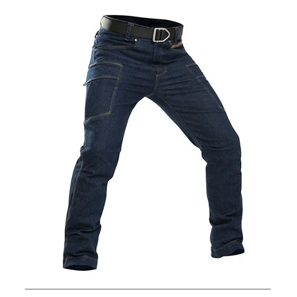 Men's Tactical Jeans Military Denim Cargo Pants Multi-pocket Elastic Casual  Work Trousers Outdoor Combat Training Hiking Pants