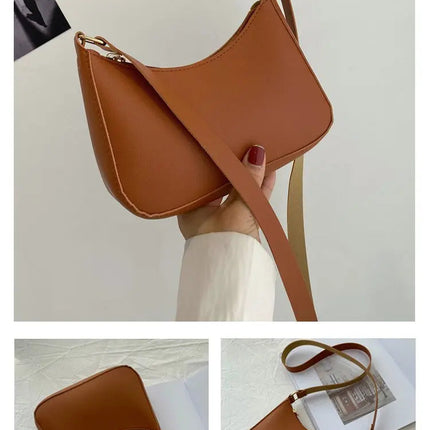 New Women's Fashion Handbags Retro Solid Color PU Leather Shoulder Underarm Bag Casual Women Hobos Handbags sac à main femme PlatiNum