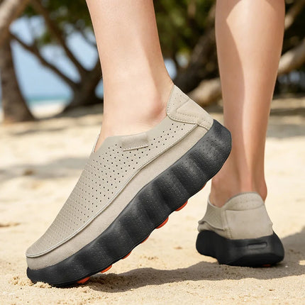 Mocassini da Uomo per Camminata all'Aperto, Scarpe Casual alla Moda, Scarpe da Passeggio in Pelle Morbida, Calzature Traspiranti per Guida, Mocassini Morbidi