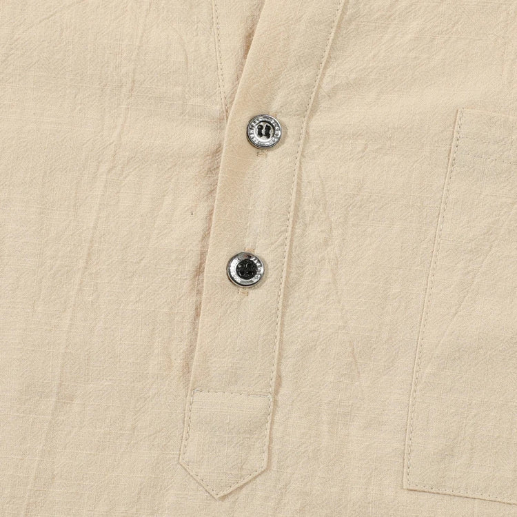Camicie leggere da uomo Camicie in lino di cotone Henley a maniche lunghe per uomo Beach Hawaiian Top con scollo a V Polo traspirante