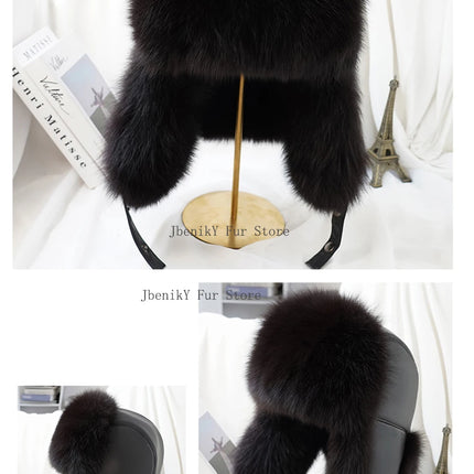 2026 Cap 100% Raccoon Dog Full Fur Fox Fur Hat Men's Fur Ear Protection Winter Thickened and Warm Russian Hat Men's Trend