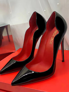 2024 Nuova Primavera/Estate 12 centimetri Bocca Ultra Superficiale Nero Rosso Fondo Tacchi Alti Tacc