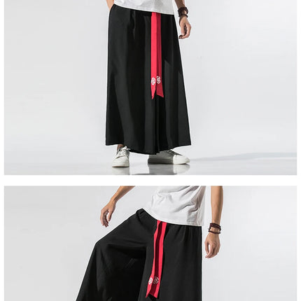 Pantaloni Larghi da Uomo Stile Kimono Giapponese 2026, Joggers Retrò, Pantaloni Larghi in Lino Stile Yukata, Pantaloni Robe Nepal con Cavallo Ampio