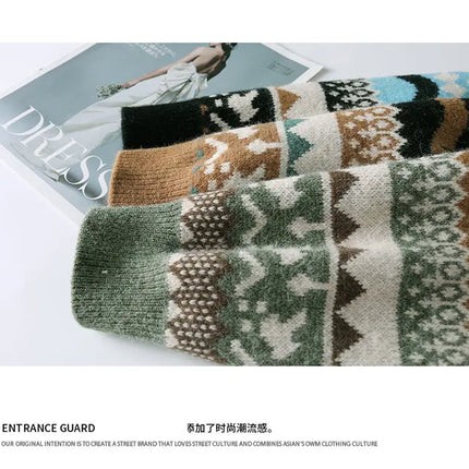 2026 Christmas Sweater Reindeer Pattern Long Sleeve Crew Neck Xmas Holiday Pullover Knitwear Sweater Man Jumper Pullove