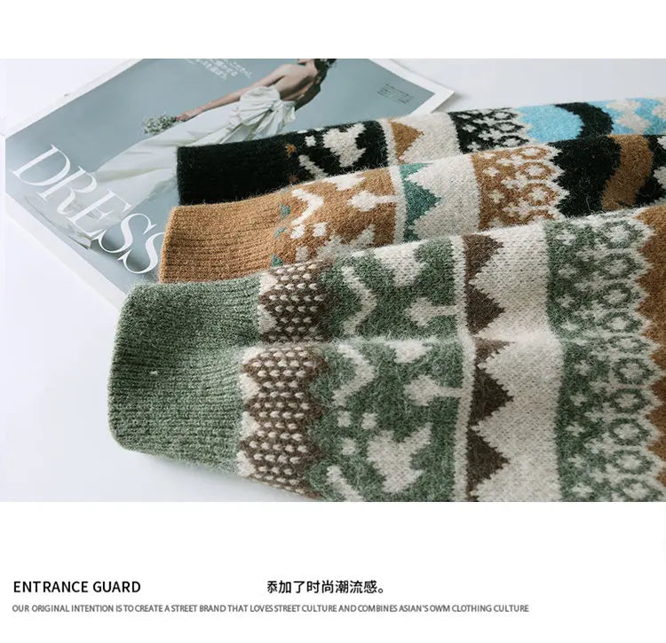 2026 Christmas Sweater Reindeer Pattern Long Sleeve Crew Neck Xmas Holiday Pullover Knitwear Sweater Man Jumper Pullove