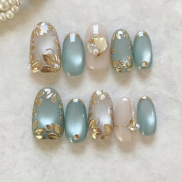 24pcs Pink Flower Almond Press on Nails Kawaii False Nails Wearable Stick-on Nails Fake Nail Uñas Postizas Накладные Ногти 네일팁2028