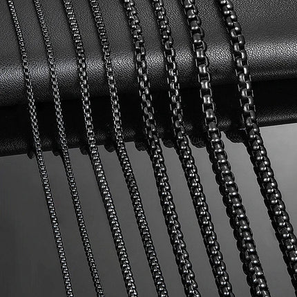 1 Piece 2mm/3mm/4mm/5mm Black Color Box Link Chain Classic Curb Necklace Stainless Steel Jewelry for Men Women PlatiNum