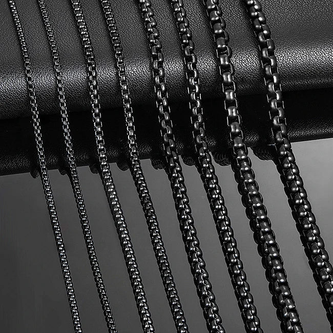 1 Piece 2mm/3mm/4mm/5mm Black Color Box Link Chain Classic Curb Necklace Stainless Steel Jewelry for Men Women PlatiNum